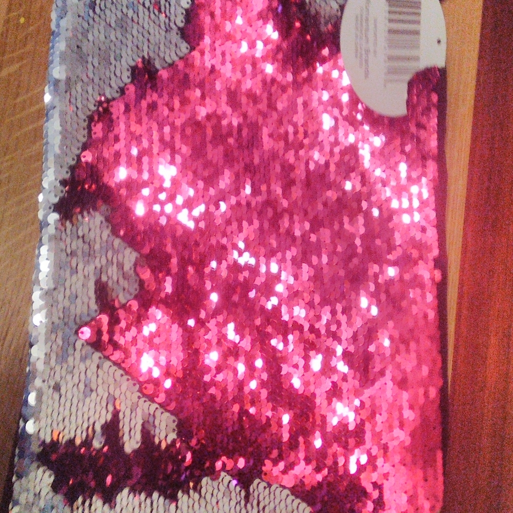 Chloe Alexis pink silver black sequin glitter clutch pouch wristlet New